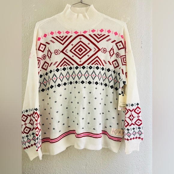 St Johns Bay Womens O size Mock Neck Long Sleeve Ivory Sweater New Knit Top NWT - Picture 1 of 9